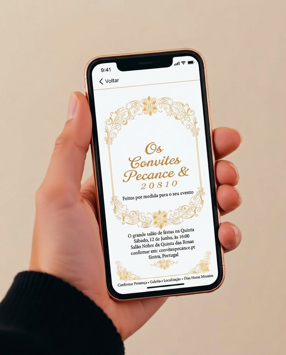 Convite digital aberto no telemóvel